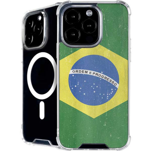 Brazil Flag Distressed iPhone 16 Pro Max MagSafe Case