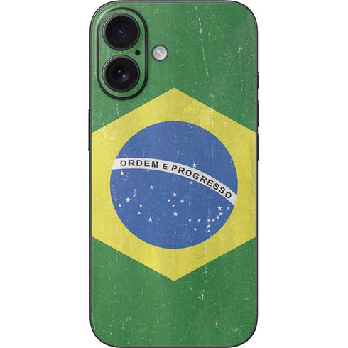 Brazil Flag Distressed iPhone 16 Skin