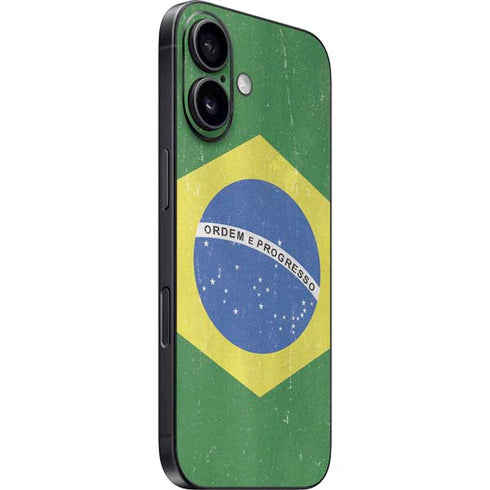 Brazil Flag Distressed iPhone 16 Skin