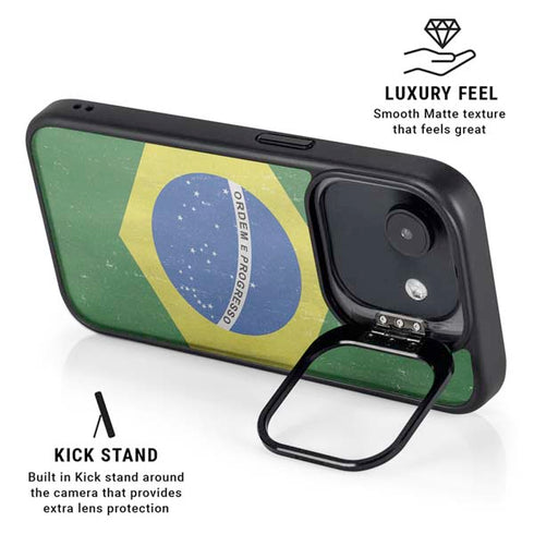 Brazil Flag Distressed iPhone 16e Kickstand Case