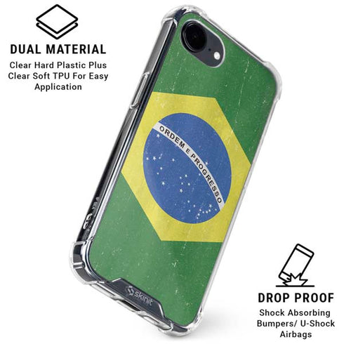 Brazil Flag Distressed iPhone 16e Clear Case