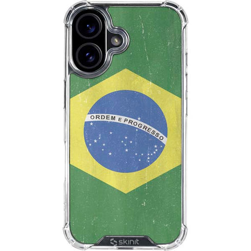 Brazil Flag Distressed iPhone 17 Clear Case