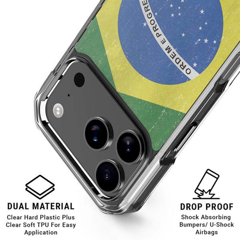 Brazil Flag Distressed iPhone 18 Pro Clear Case