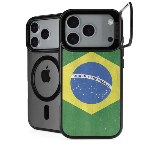 Brazil Flag Distressed iPhone 18 Pro Kickstand Case
