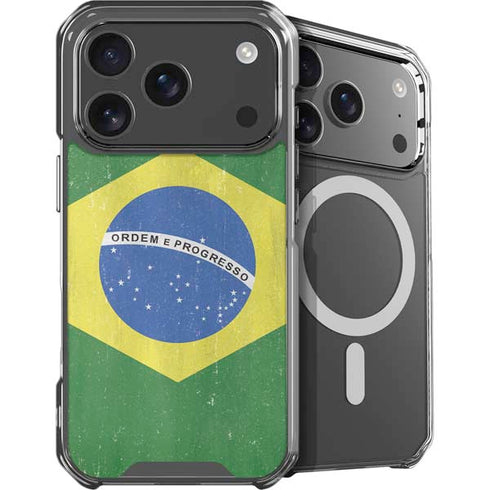 Brazil Flag Distressed iPhone 18 Pro MagSafe Case