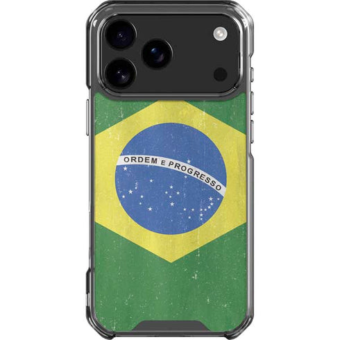 Brazil Flag Distressed iPhone 18 Pro Max Clear Case
