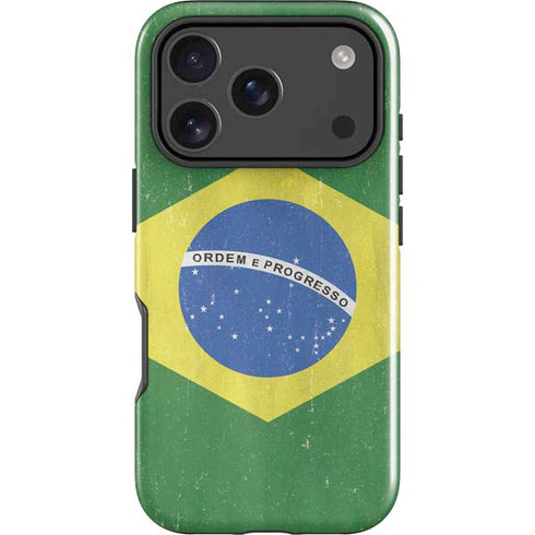 Brazil Flag Distressed iPhone 18 Pro Max Impact Case