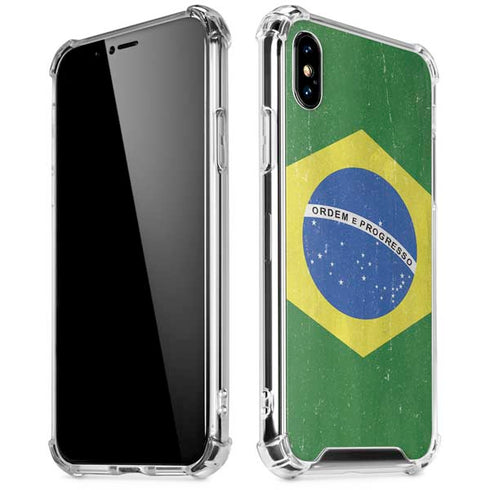 Brazil Flag Distressed iPhone X/XS Clear Case