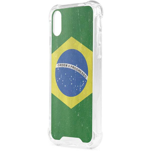 Brazil Flag Distressed iPhone XS Clear Case