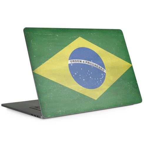 Brazil Flag Distressed MacBook Skins