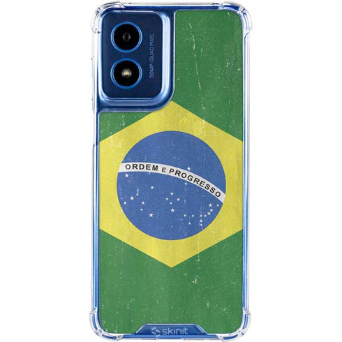 Brazil Flag Distressed Moto G Play 4G (2024) Clear Case