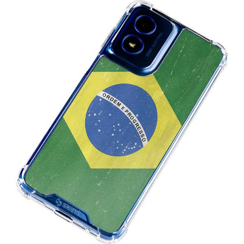 Brazil Flag Distressed Moto G Play 4G (2024) Clear Case