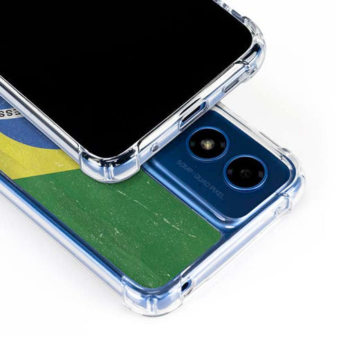 Brazil Flag Distressed Moto G Play 4G (2024) Clear Case