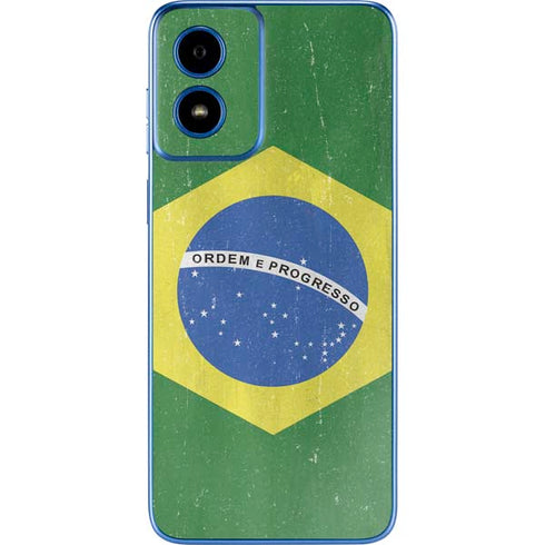 Brazil Flag Distressed Moto G Play 4G (2024) Skin