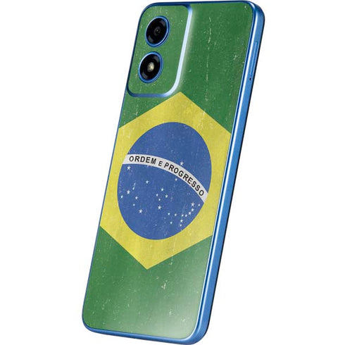 Brazil Flag Distressed Moto G Play 4G (2024) Skin