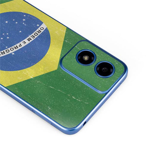 Brazil Flag Distressed Moto G Play 4G (2024) Skin