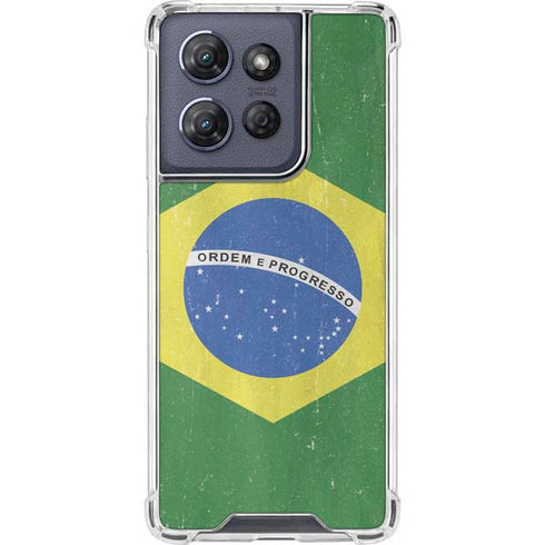 Brazil Flag Distressed Moto G Play 5G (2025) Clear Case