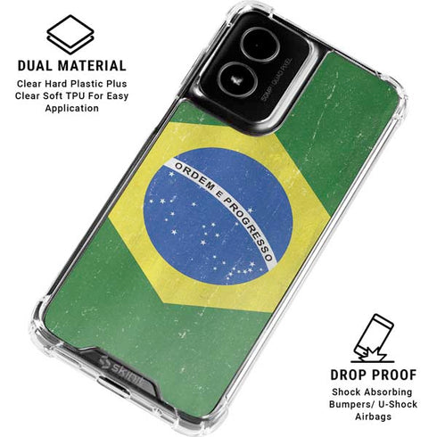 Brazil Flag Distressed Moto G Power 5G (2024) Clear Case
