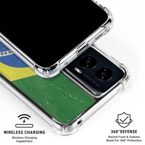Brazil Flag Distressed Moto G Power 5G (2024) Clear Case