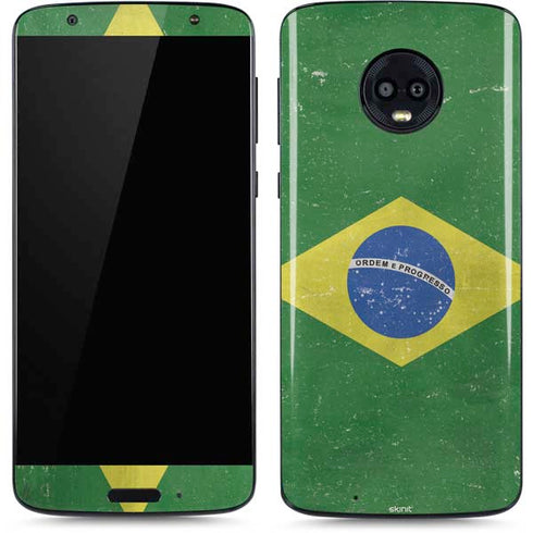 Brazil Flag Distressed Moto G6 Skin