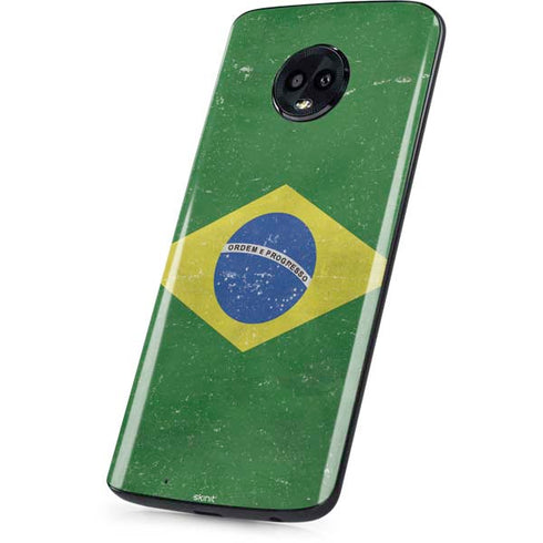 Brazil Flag Distressed Moto G6 Skin
