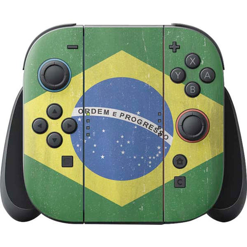 Brazil Flag Distressed Nintendo Skins