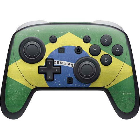 Brazil Flag Distressed Nintendo Switch 2 (2025) Pro Controller Skin