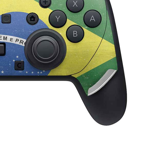 Brazil Flag Distressed Nintendo Switch 2 (2025) Pro Controller Skin
