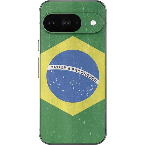 Brazil Flag Distressed Google Pixel 9 Skin