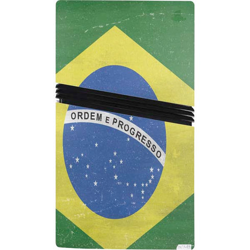 Brazil Flag Distressed PS5 Pro Console Skin