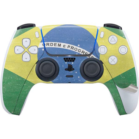 Brazil Flag Distressed PS5 Pro Disk Bundle Skin