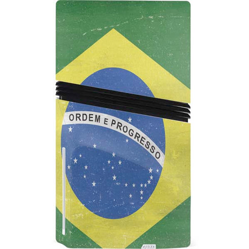 Brazil Flag Distressed PS5 Pro Disk Console Skin