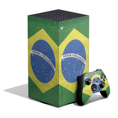 Brazil Flag Distressed XBox Series X Digital Edition Bundle Skin