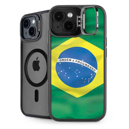 Brazil Flag iPhone 15 Plus Kickstand Case