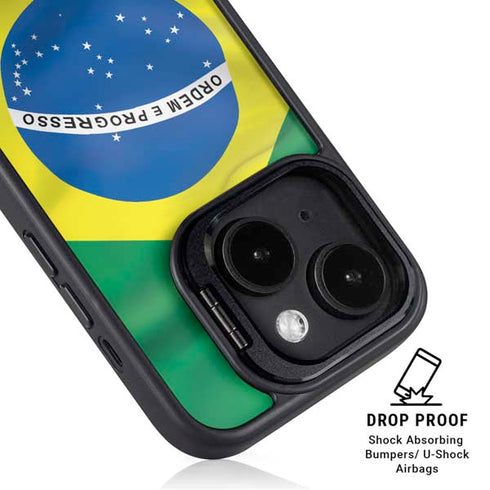 Brazil Flag iPhone 15 Plus Kickstand Case