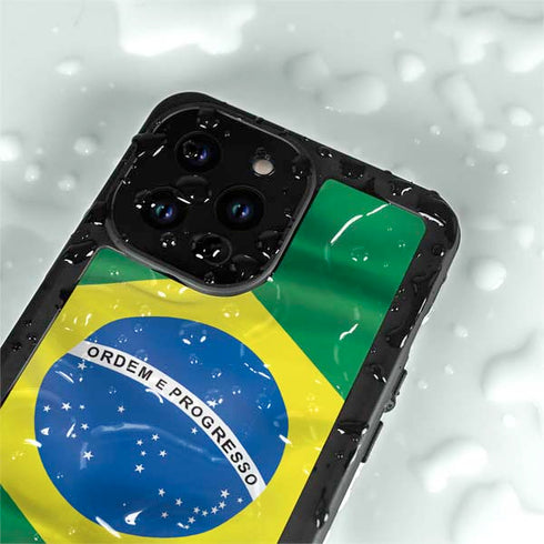 Brazil Flag iPhone 15 Pro Waterproof Case