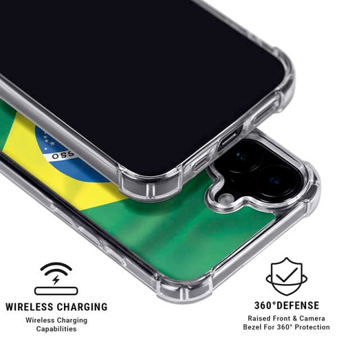 Brazil Flag iPhone 16 Plus Clear Case
