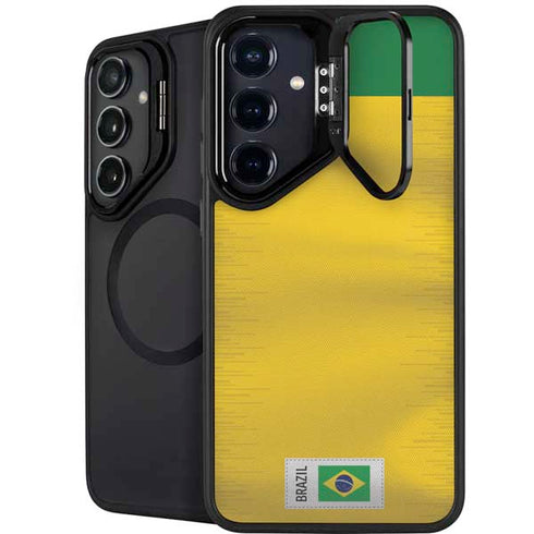 Brazil Soccer Flag Galaxy S25 Plus Kickstand Case