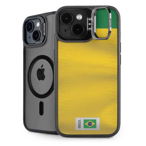 Brazil Soccer Flag iPhone 15 Plus Kickstand Case