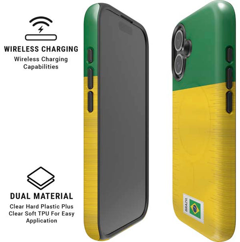 Brazil Soccer Flag iPhone 16 Magsafe Impact Case