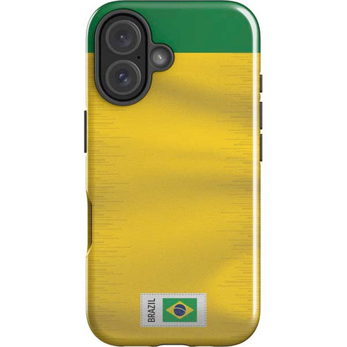 Brazil Soccer Flag iPhone 16 Plus Impact Case