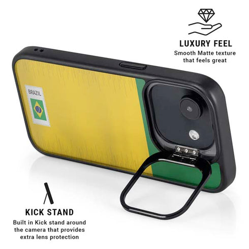 Brazil Soccer Flag iPhone 16e Kickstand Case