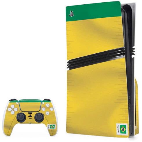 Brazil Soccer Flag PS5 Pro Disk Bundle Skin