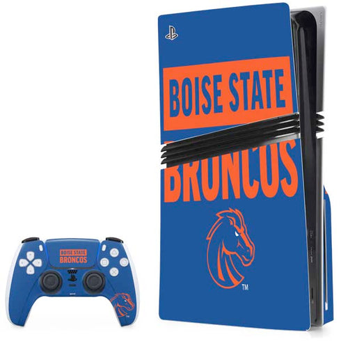 Boise State University Broncos PS5 Pro Disk Bundle Skin