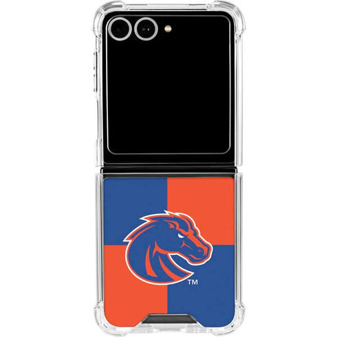 Boise State University Broncos Checkered Galaxy Z Flip7 Clear Case