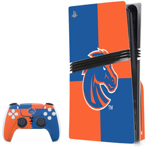 Boise State University Broncos Checkered PS5 Pro Disk Bundle Skin