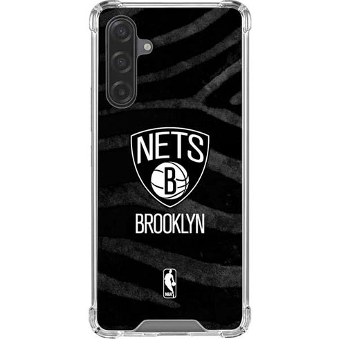 NBA Brooklyn Nets Black Animal Print Galaxy A17 Clear Case