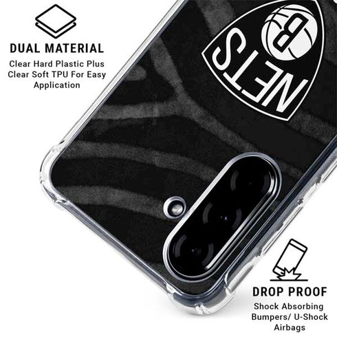 NBA Brooklyn Nets Black Animal Print Galaxy A36 5G Clear Case