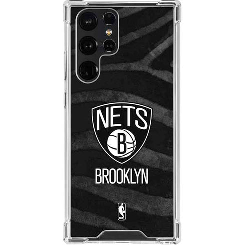 NBA Brooklyn Nets Black Animal Print Galaxy S23 Ultra Clear Case