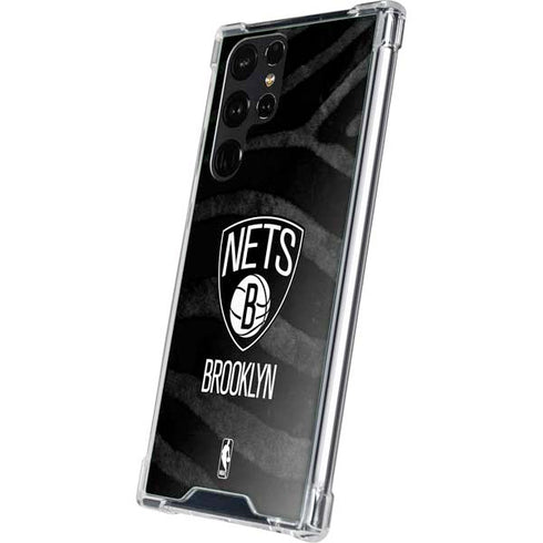 NBA Brooklyn Nets Black Animal Print Galaxy S23 Ultra Clear Case